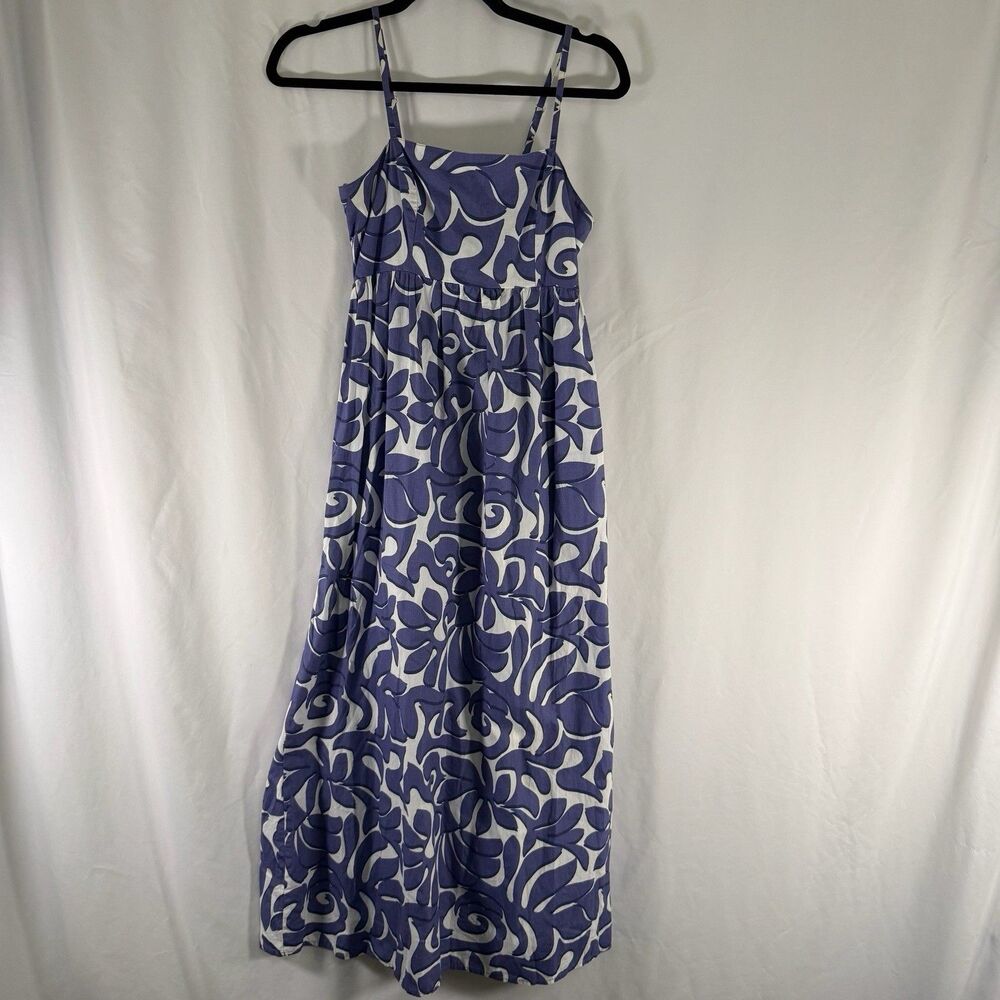Jessica Simpson Midi Length Dress Women's XS Blue FLoral Smocked Sleeveless